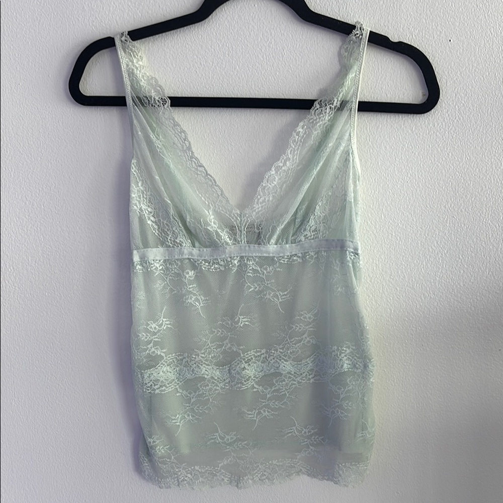 Ily Couture Lace V-Neck Top in Light Gray